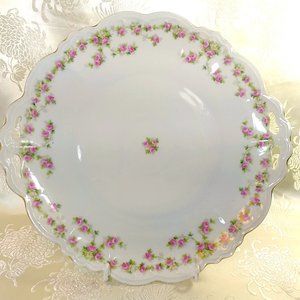 ANTIQUE MZ AUSTRIA 'BRIDAL ROSE'CAKE PLATE